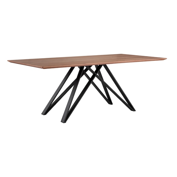 Armen Living Modena Contemporary Dining Table in Matte Black Finish and Walnut Wood Top LCMNDIWABL - main